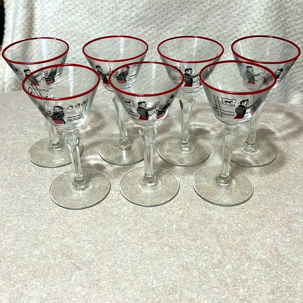 Vintage Cordial Glasses Set of 7